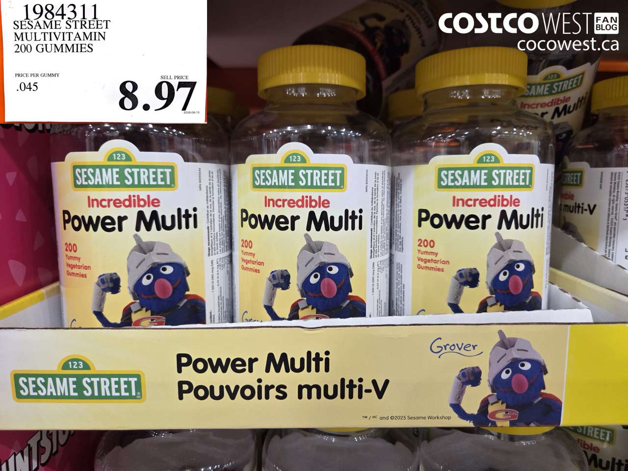 1984311 SESAME STREET MULTIVITAMIN 200 GUMMIES $8.97