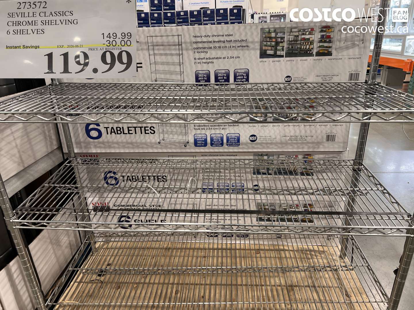 273572 SEVILLE CLASSICS CHROME SHELVING 6 SHELVES ($30.00 INSTANT SAVINGS EXPIRES ON 2026-06-21) $119.99