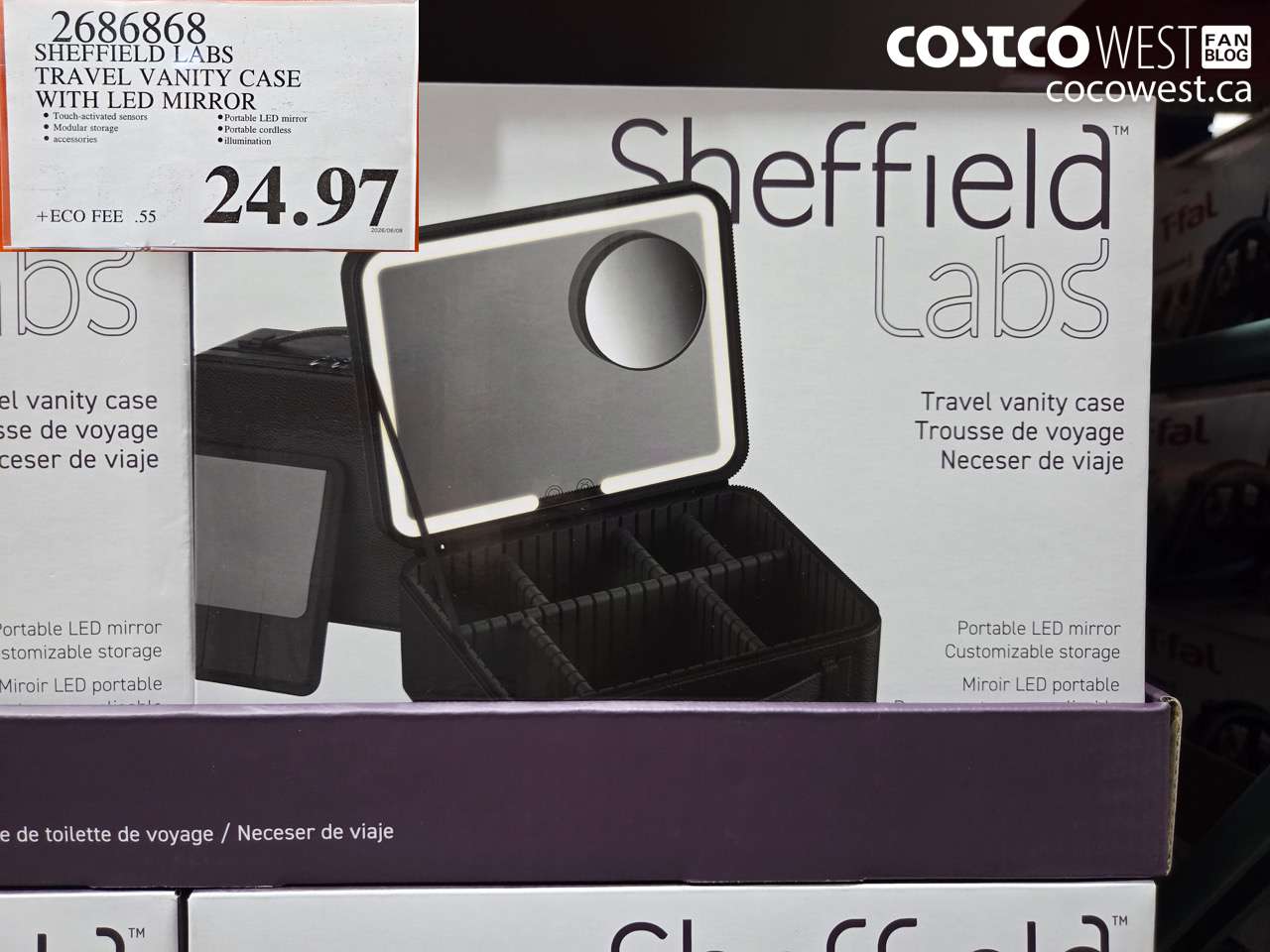 2686868 SHEFFIELD LABS TRAVEL VANITY CASE WITH LED MIRROR $24.97