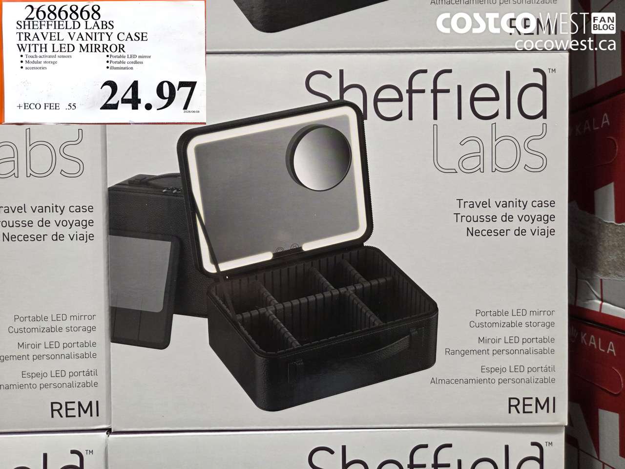 2686868 SHEFFIELD LABS TRAVEL VANITY CASE WITH LED MIRROR $24.97