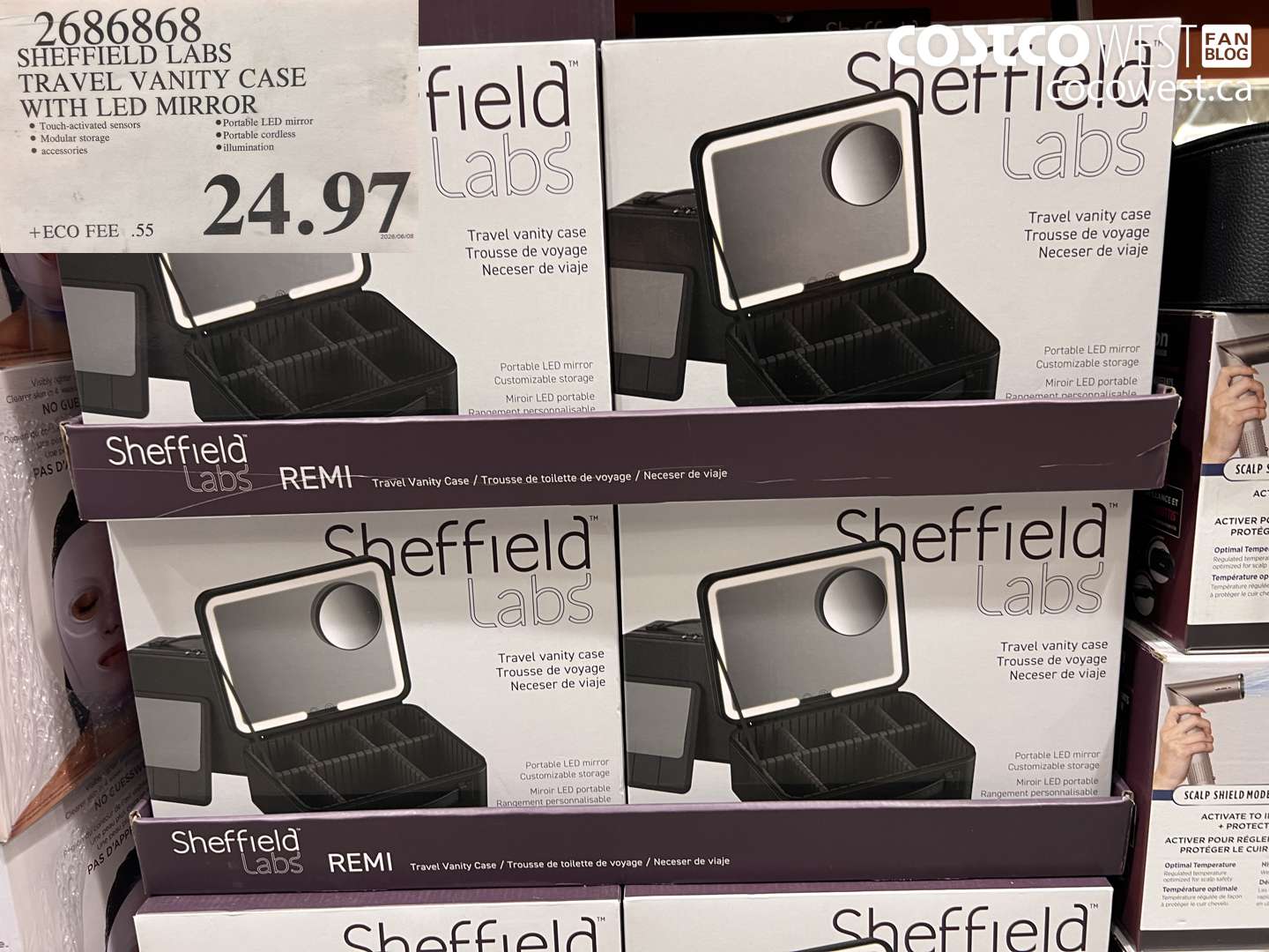 2686868 SHEFFIELD LABS TRAVEL VANITY CASE WITH LED MIRROR $24.97