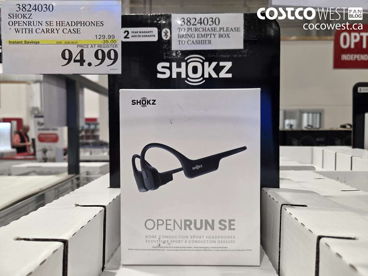 3824030 SHOKZ OPENRUN SE HEADPHONES WITH CARRY CASE ($35.00 INSTANT SAVINGS EXPIRES ON 2026-06-07) $94.99