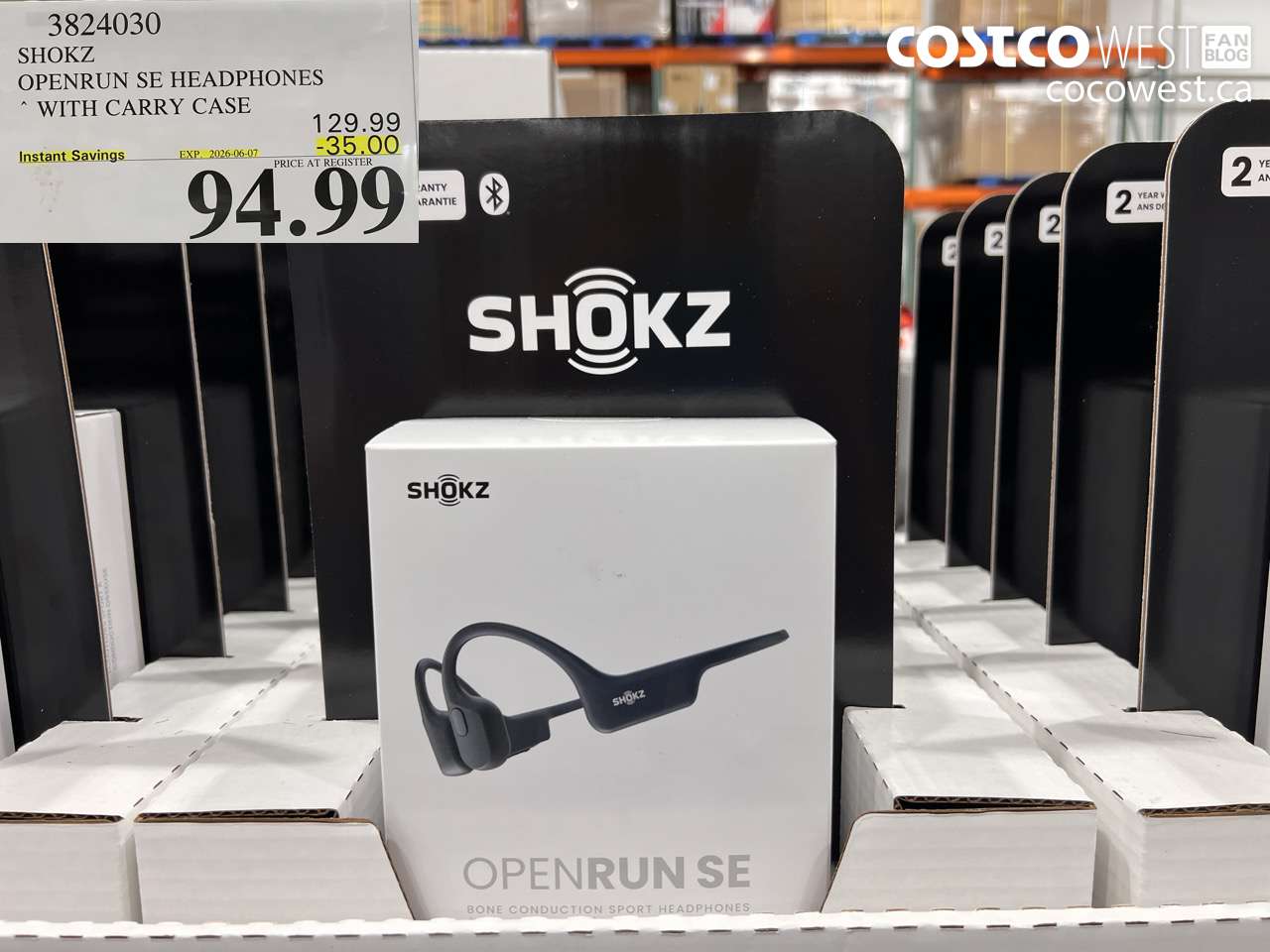 3824030 SHOKZ OPENRUN SE HEADPHONES WITH CARRY CASE ($35.00 INSTANT SAVINGS EXPIRES ON 2026-06-07) $94.99