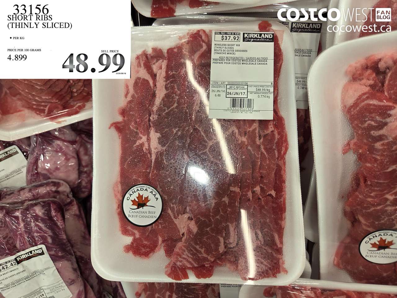33156 SHORT RIBS (THINLY SLICED) $48.99