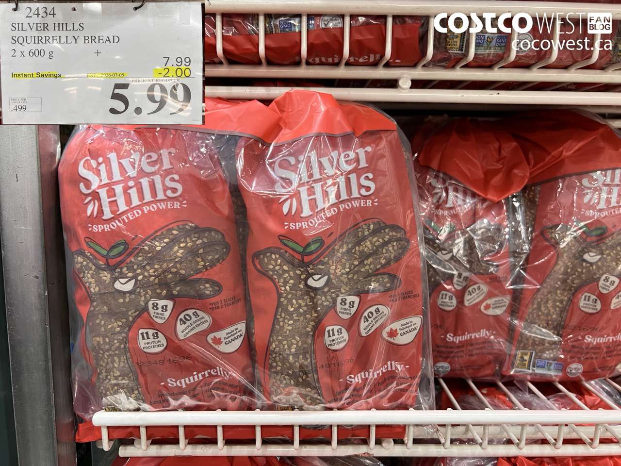 2434 SILVER HILLS SQUIRRELLY BREAD 2 X 600 G ($2.00 INSTANT SAVINGS EXPIRES ON 2026-07-05) $5.99