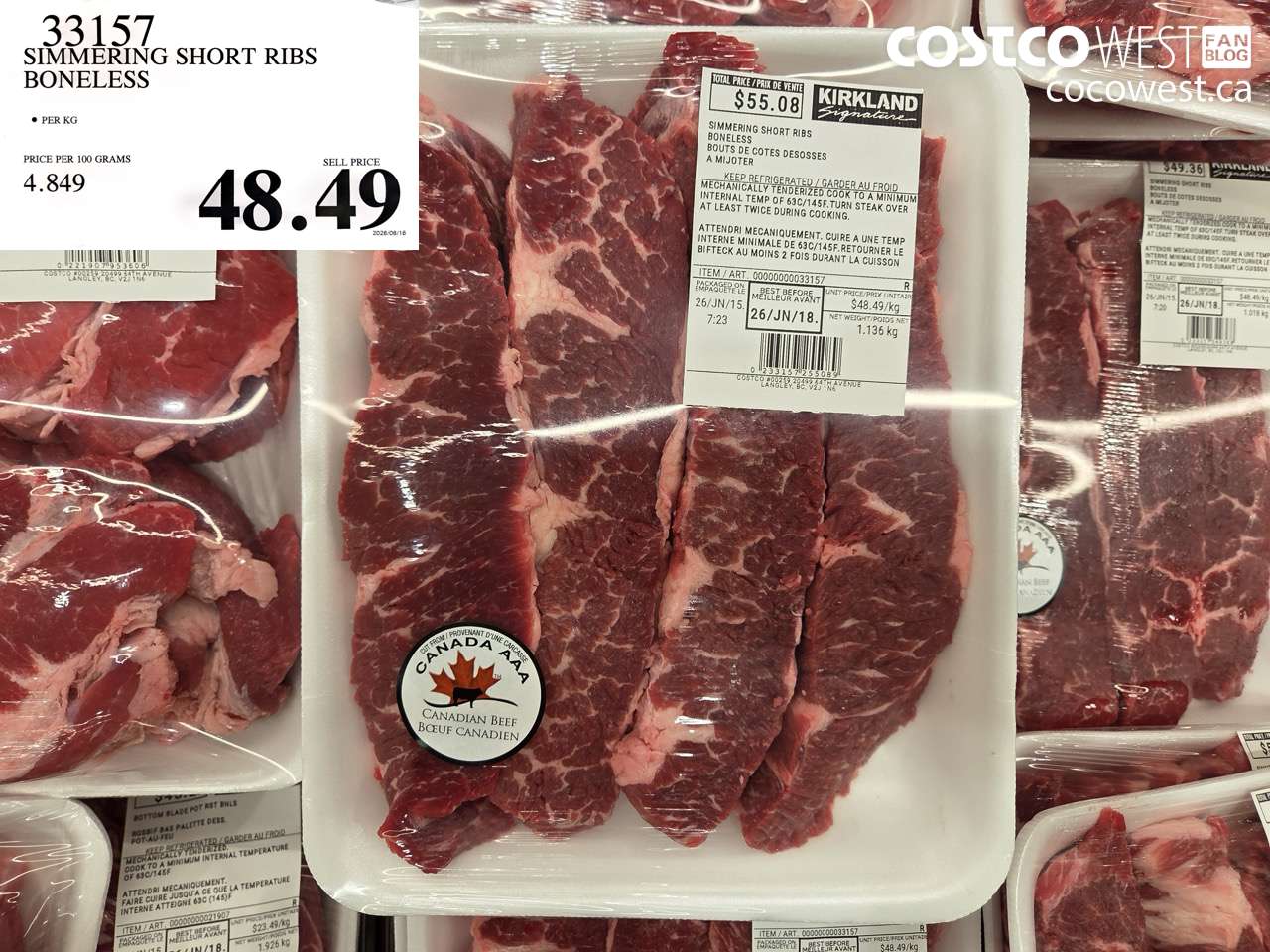 33157 SIMMERING SHORT RIBS BONELESS $48.49