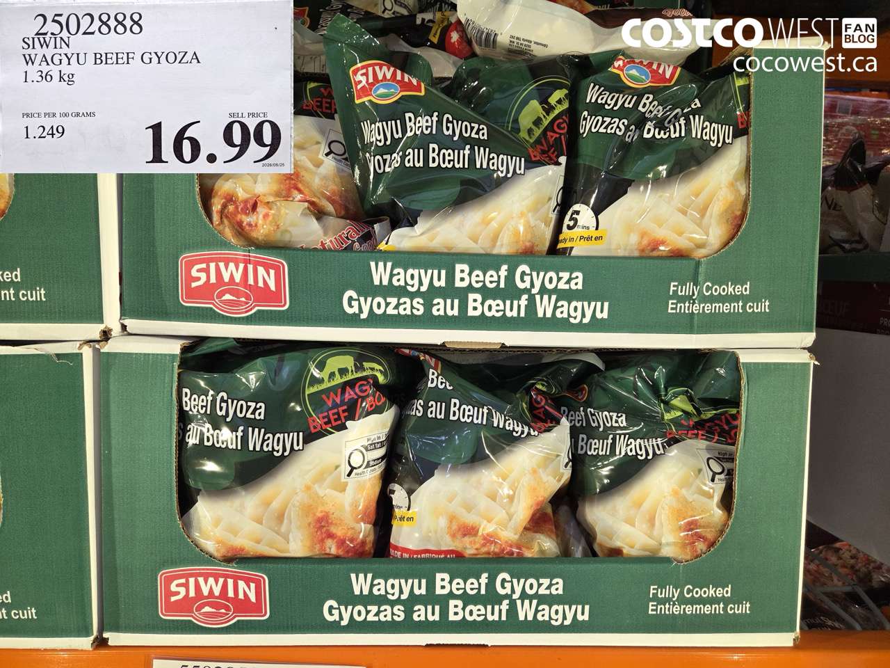 2502888 SIWIN WAGYU BEEF GYOZA 1.36 KG $16.99