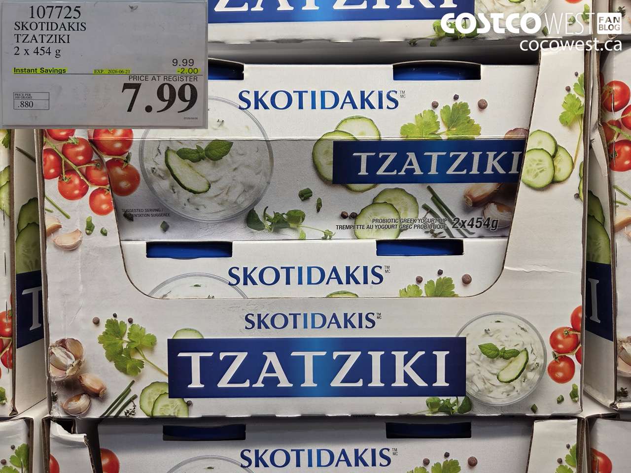 107725 SKOTIDAKIS TZATZIKI 2 X 454 G ($2.00 INSTANT SAVINGS EXPIRES ON 2026-06-21) $7.99