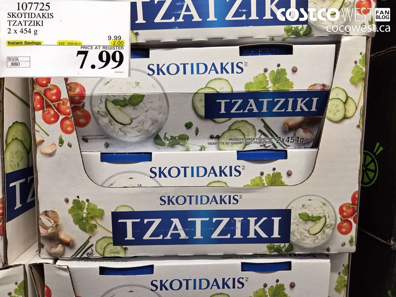 107725 SKOTIDAKIS TZATZIKI 2 X 454 G ($2.00 INSTANT SAVINGS EXPIRES ON 2026-06-21) $7.99