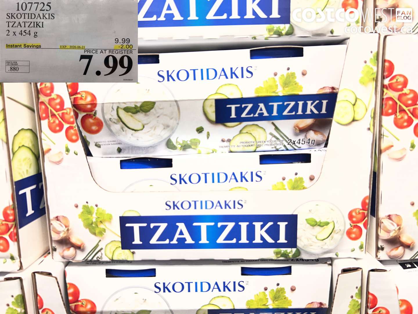 107725 SKOTIDAKIS TZATZIKI 2 X 454 G ($2.00 INSTANT SAVINGS EXPIRES ON 2026-06-21) $7.99