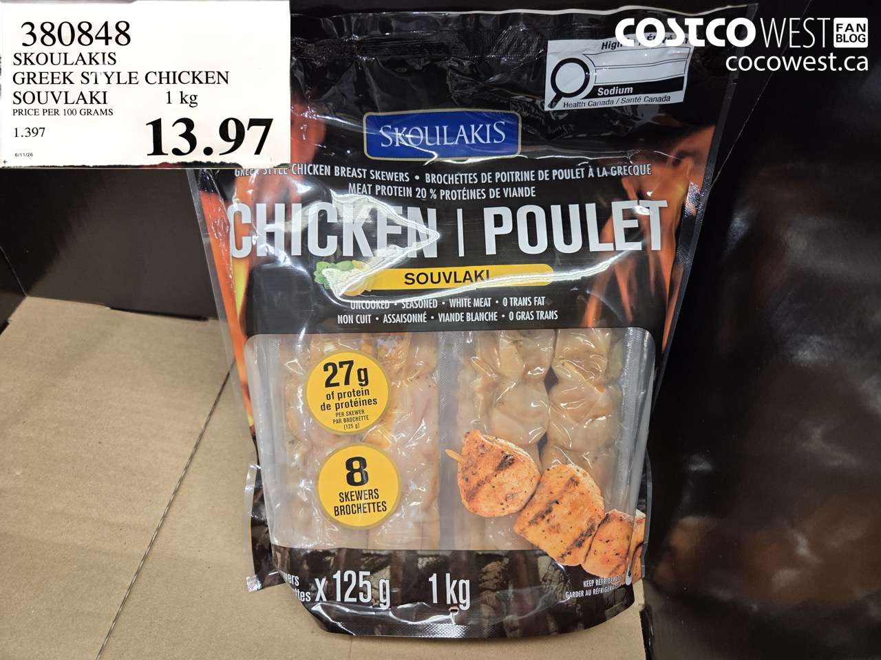 380848 SKOULAKIS GREEK STYLE CHICKEN SOUVLAKI 1 KG $13.97