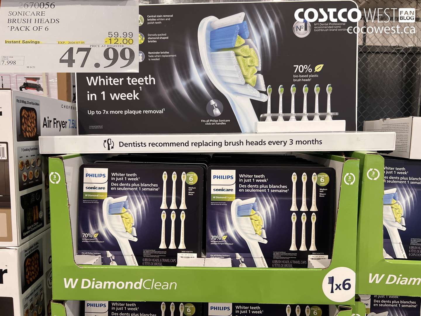 2670056 SONICARE BRUSH HEADS PACK OF 6 ($12.00 INSTANT SAVINGS EXPIRES ON 2026-07-05) $47.99