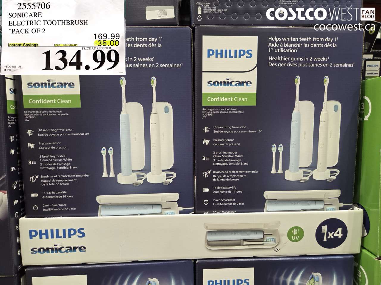2555706 SONICARE ELECTRIC TOOTHBRUSH PACK OF 2 ($35.00 INSTANT SAVINGS EXPIRES ON 2026-07-05) $134.99
