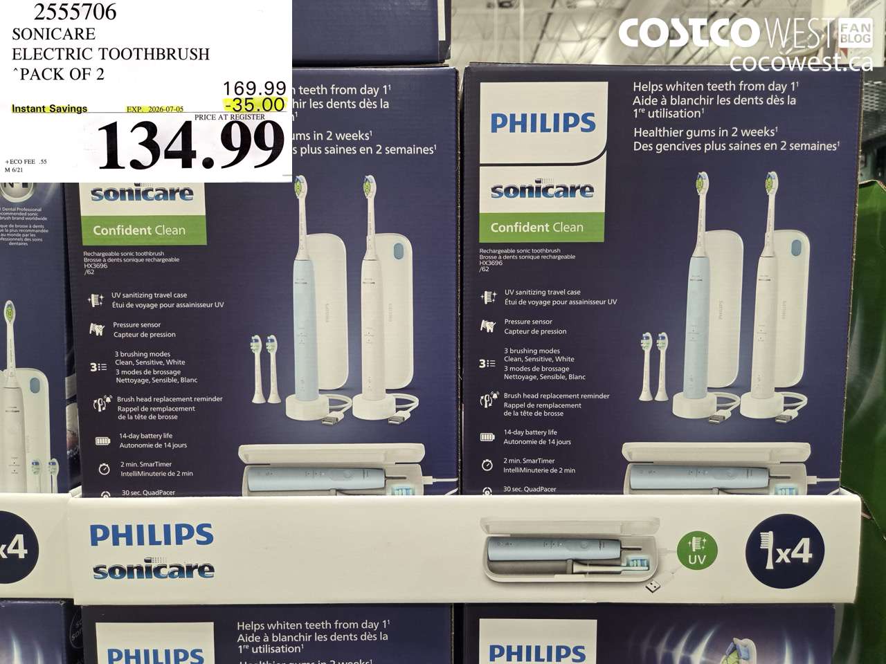 2555706 SONICARE ELECTRIC TOOTHBRUSH PACK OF 2 ($35.00 INSTANT SAVINGS EXPIRES ON 2026-07-05) $134.99