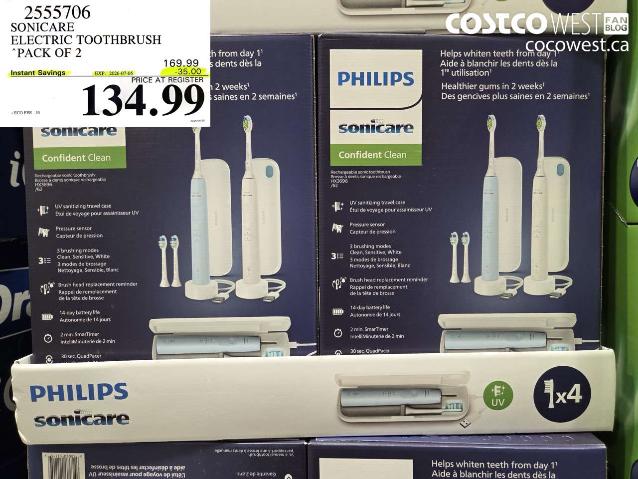 2555706 SONICARE ELECTRIC TOOTHBRUSH PACK OF 2 ($35.00 INSTANT SAVINGS EXPIRES ON 2026-07-05) $134.99
