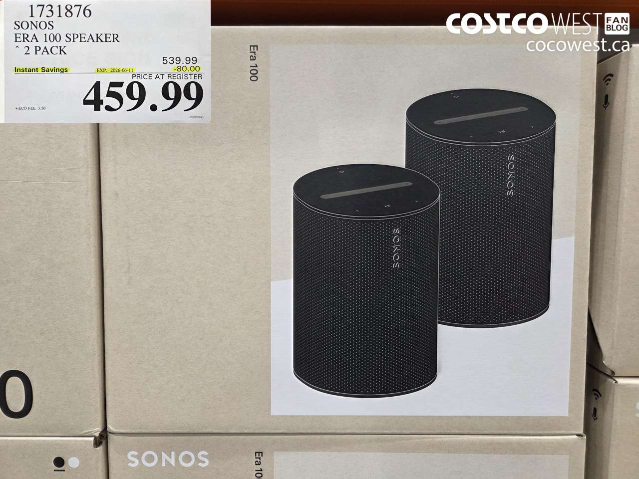 1731876 SONOS ERA 100 SPEAKER 2 PACK ($80.00 INSTANT SAVINGS EXPIRES ON 2026-06-11) $459.99