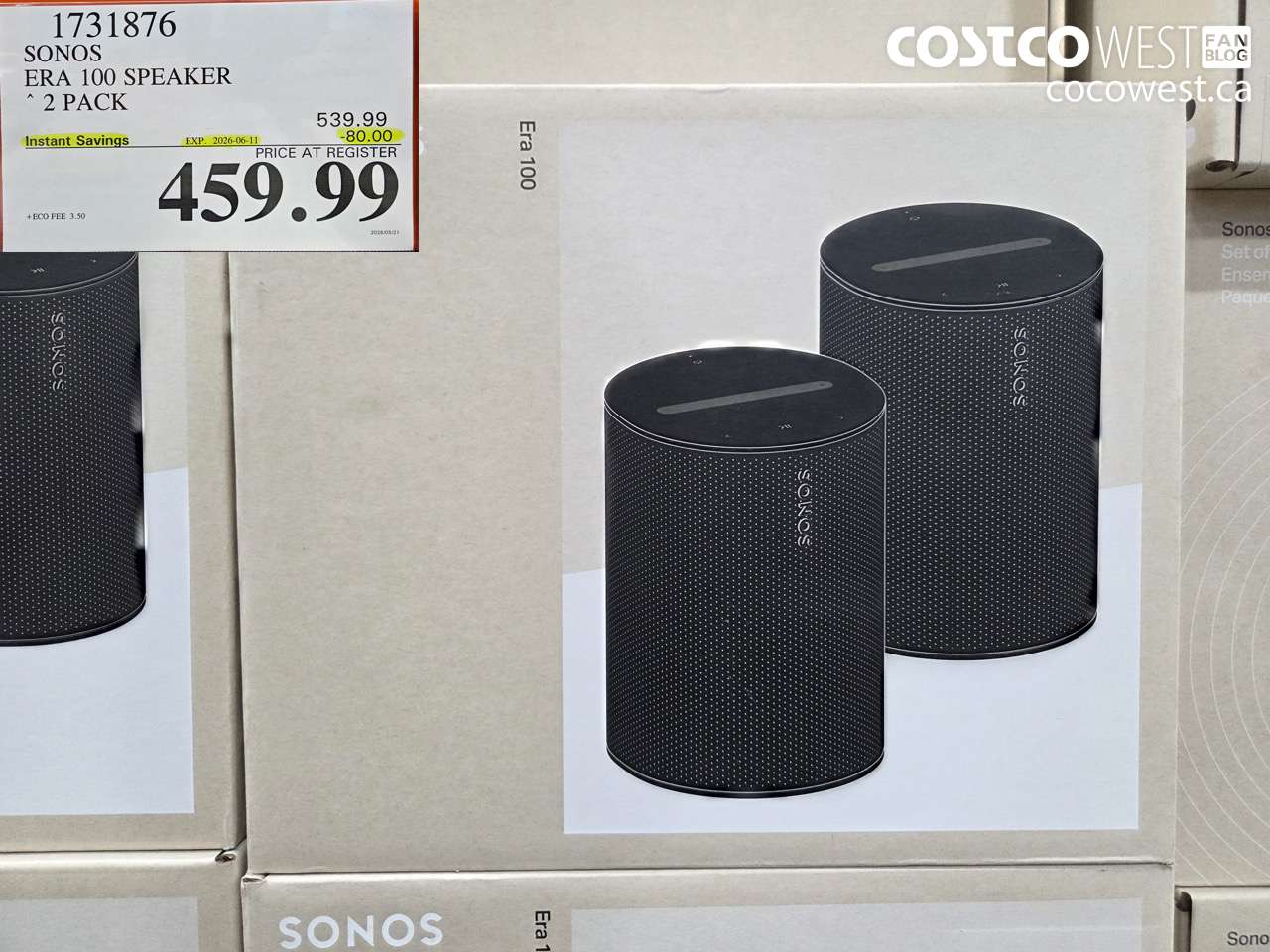 1731876 SONOS ERA 100 SPEAKER 2 PACK ($80.00 INSTANT SAVINGS EXPIRES ON 2026-06-11) $459.99