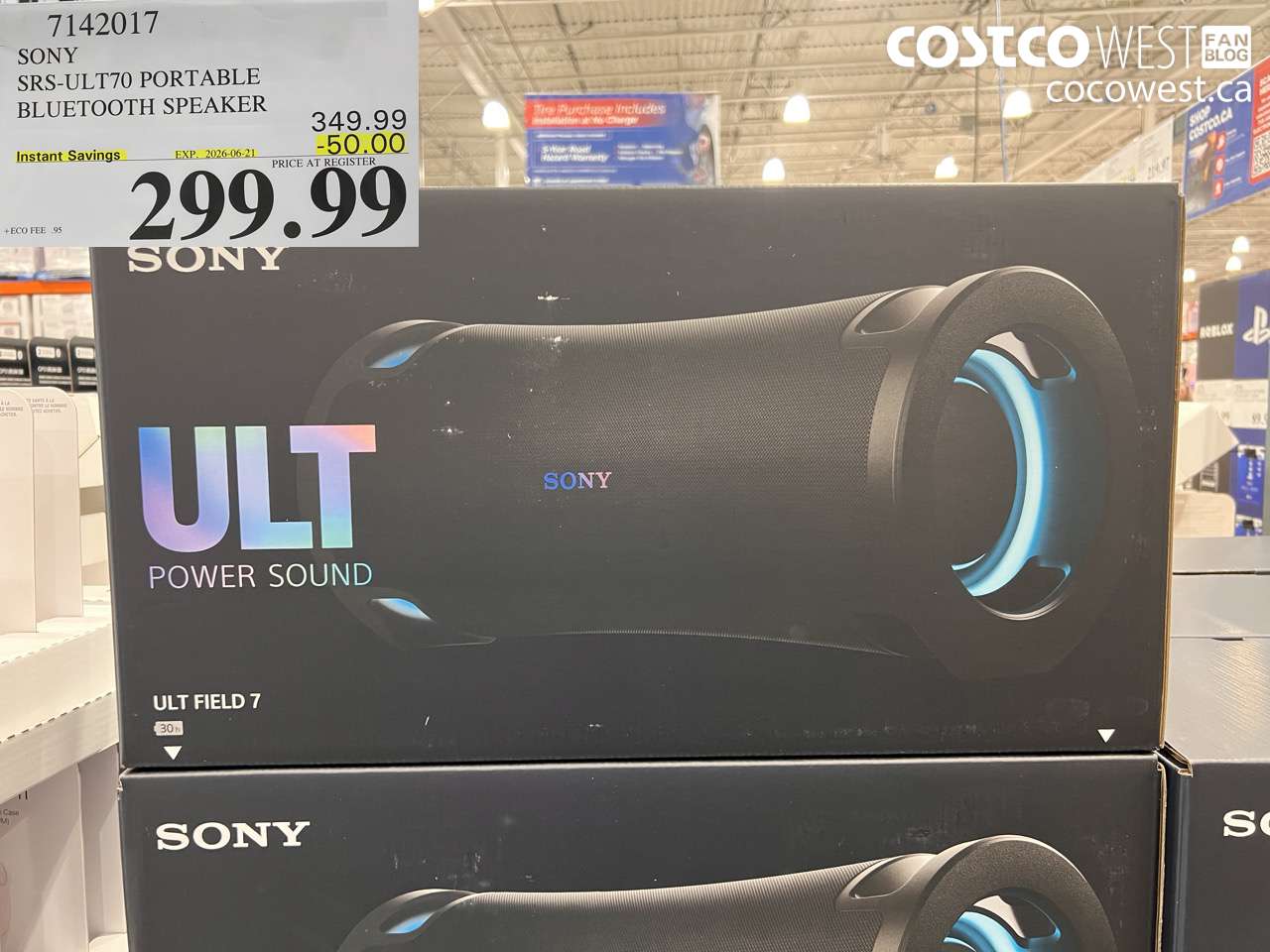 7142017 SONY SRS-ULT70 PORTABLE BLUETOOTH SPEAKER ($50.00 INSTANT SAVINGS EXPIRES ON 2026-06-21) $299.99
