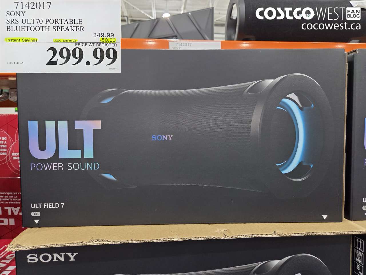 7142017 SONY SRS-ULT70 PORTABLE BLUETOOTH SPEAKER ($50.00 INSTANT SAVINGS EXPIRES ON 2026-06-21) $299.99