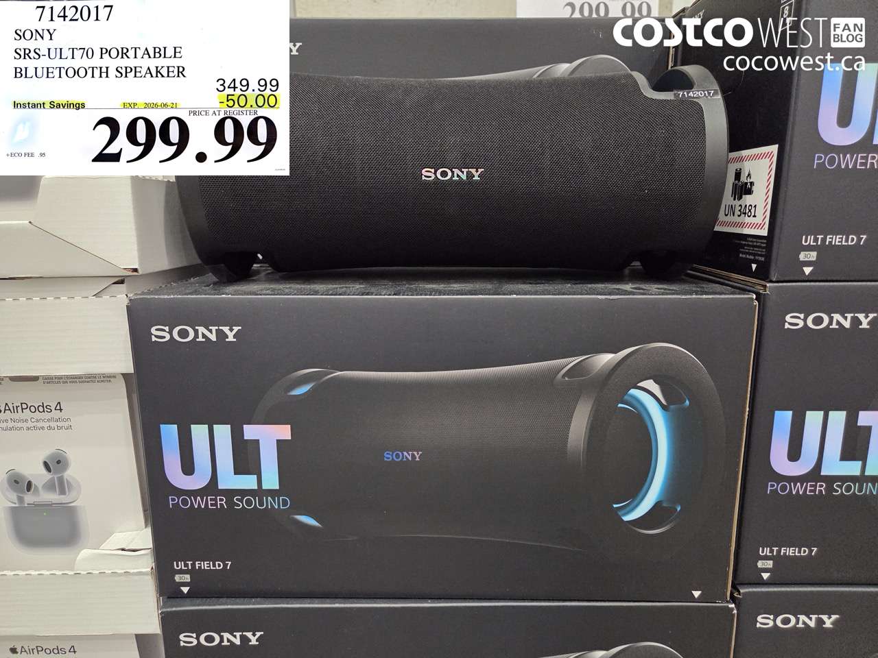 7142017 SONY SRS-ULT70 PORTABLE BLUETOOTH SPEAKER ($50.00 INSTANT SAVINGS EXPIRES ON 2026-06-21) $299.99