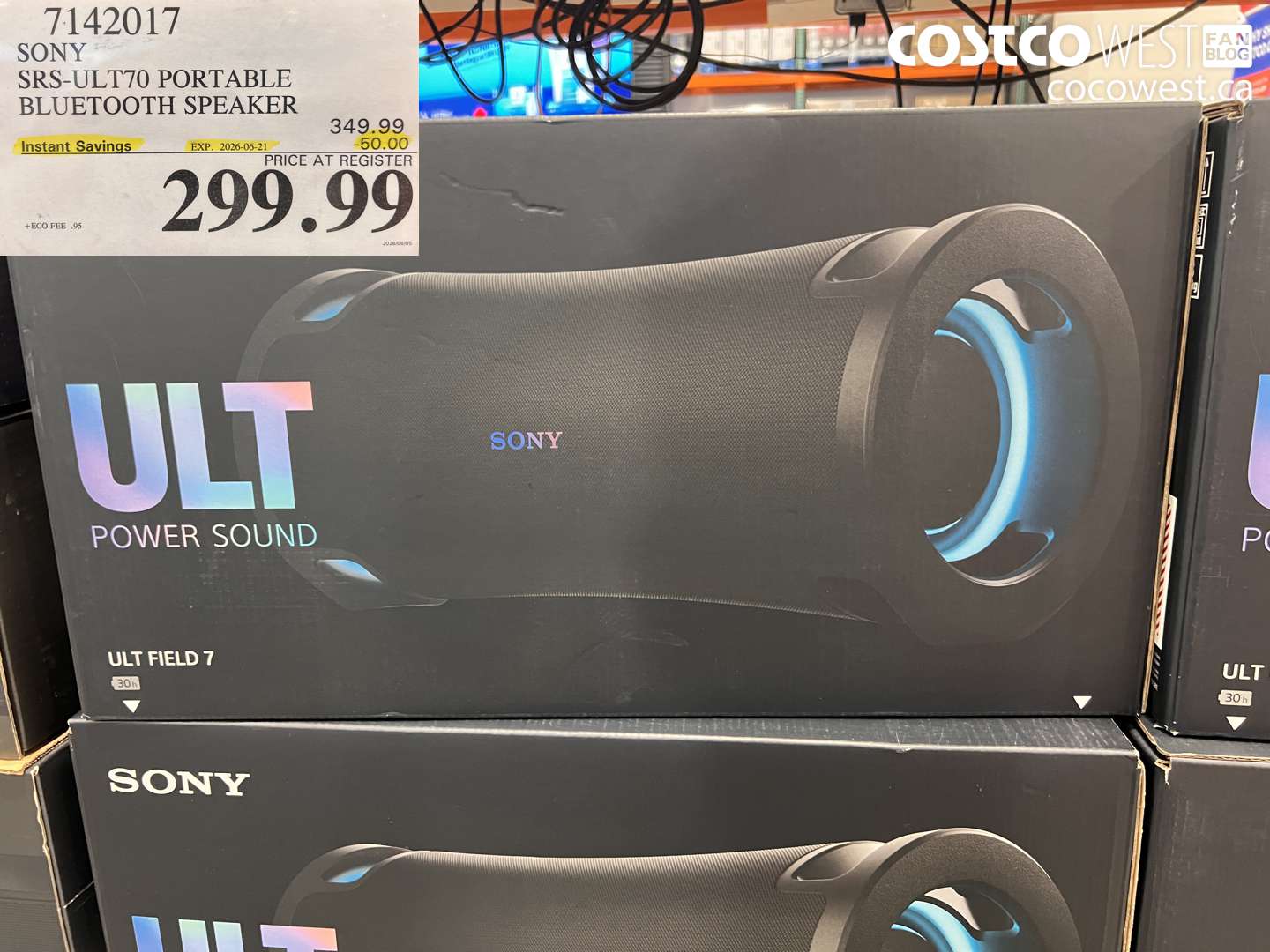 7142017 SONY SRS-ULT70 PORTABLE BLUETOOTH SPEAKER ($50.00 INSTANT SAVINGS EXPIRES ON 2026-06-21) $299.99