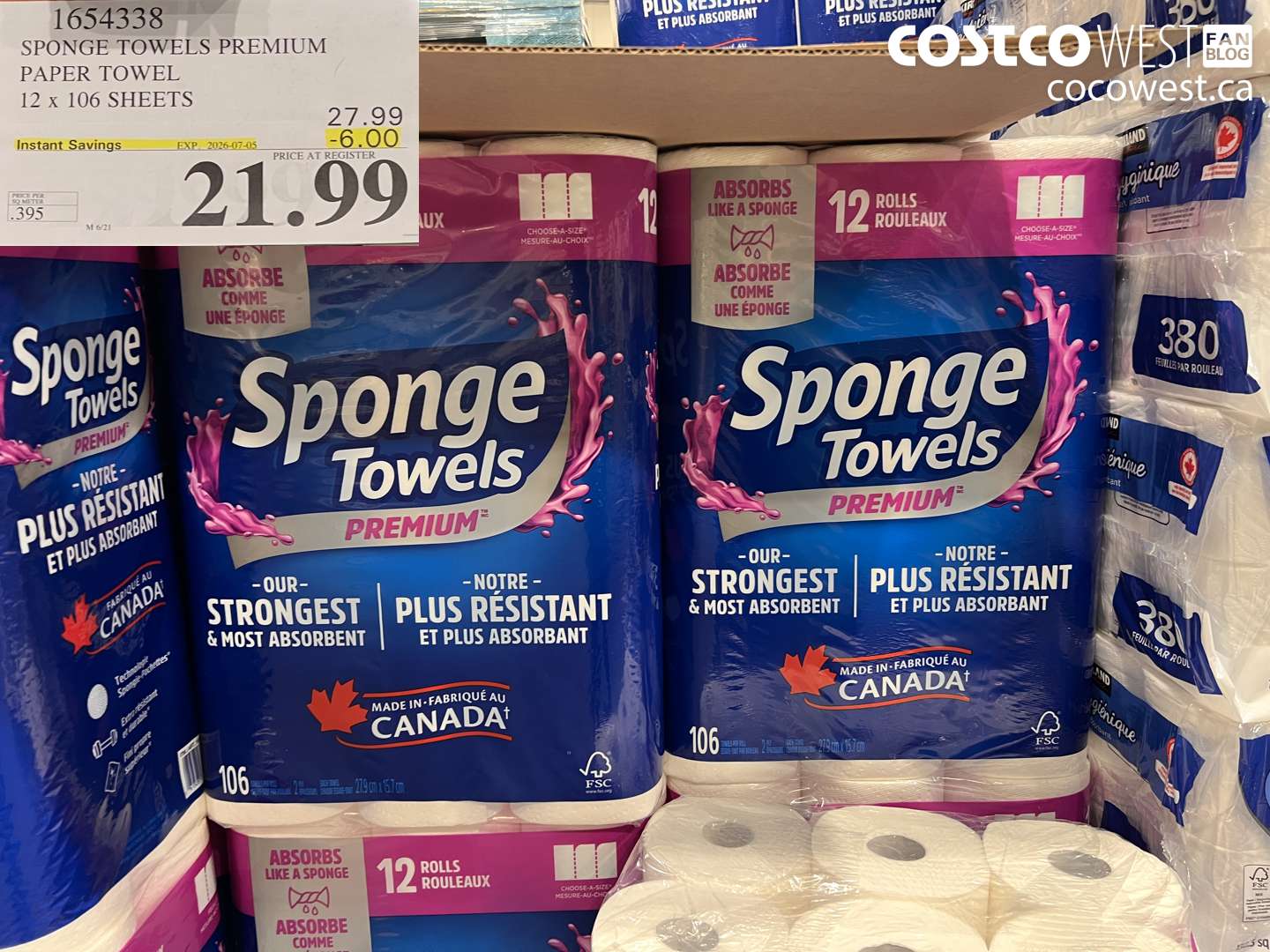 1654338 SPONGE TOWELS PREMIUM PAPER TOWEL 12 X 106 SHEETS ($6.00 INSTANT SAVINGS EXPIRES ON 2026-07-05) $21.99