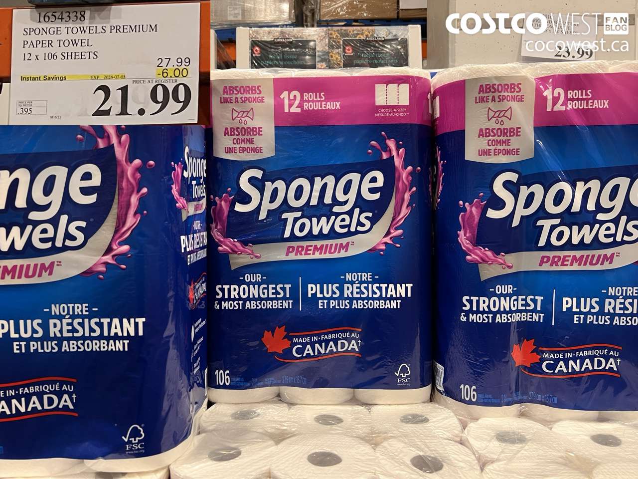 1654338 SPONGE TOWELS PREMIUM PAPER TOWEL 12 X 106 SHEETS ($6.00 INSTANT SAVINGS EXPIRES ON 2026-07-05) $21.99