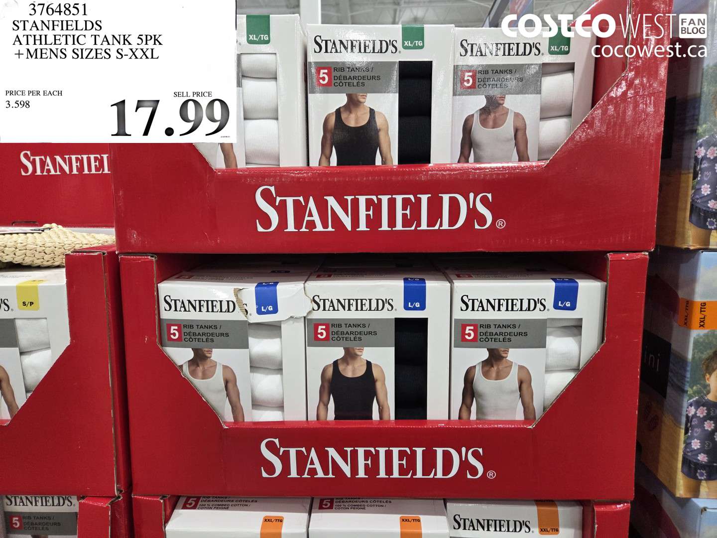 3764851 STANFIELDS ATHLETIC TANK 5PK MENS SIZES S-XXL $17.99