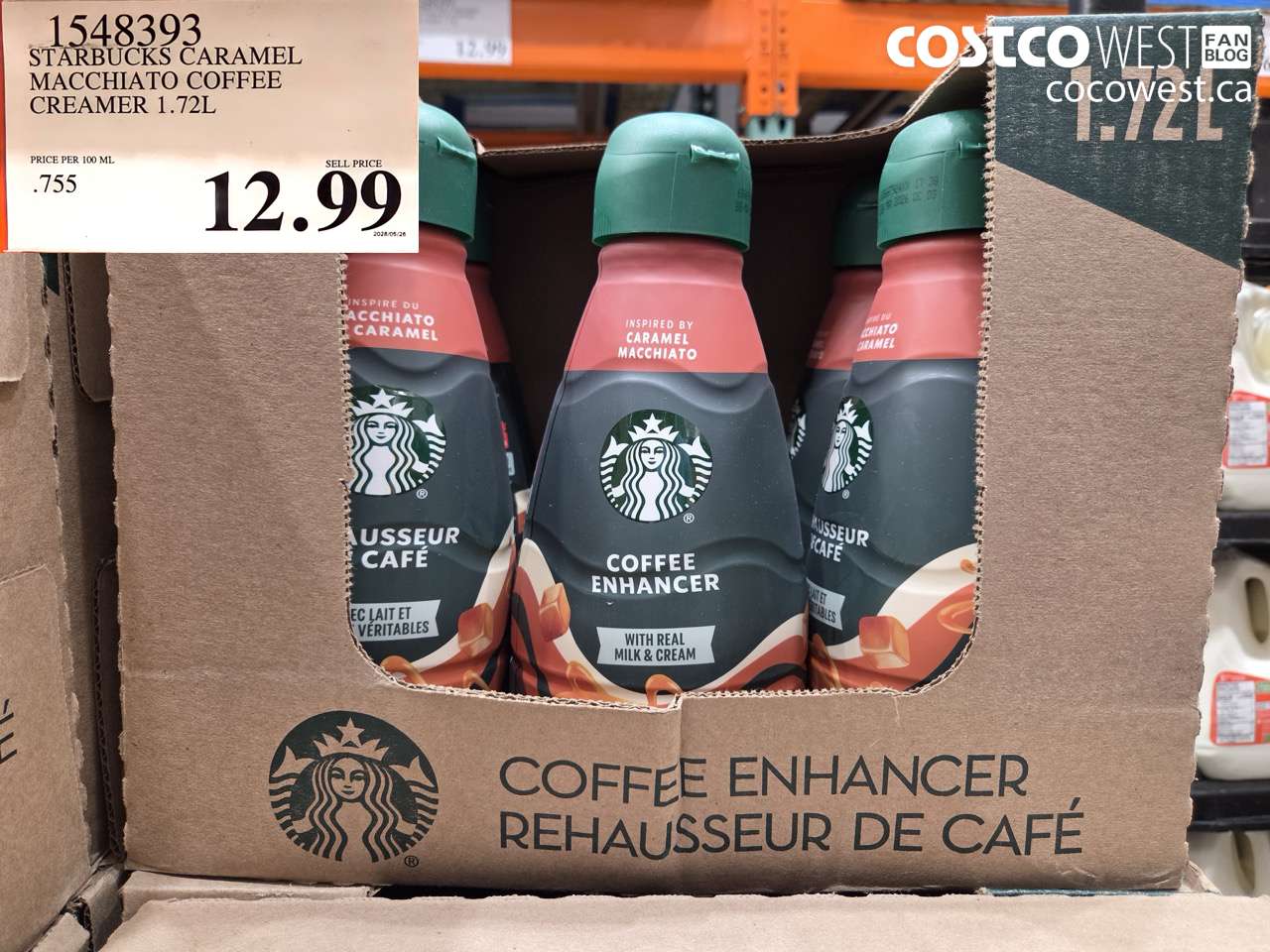 1548393 STARBUCKS CARAMEL MACCHIATO COFFEE CREAMER 1.72L $12.99