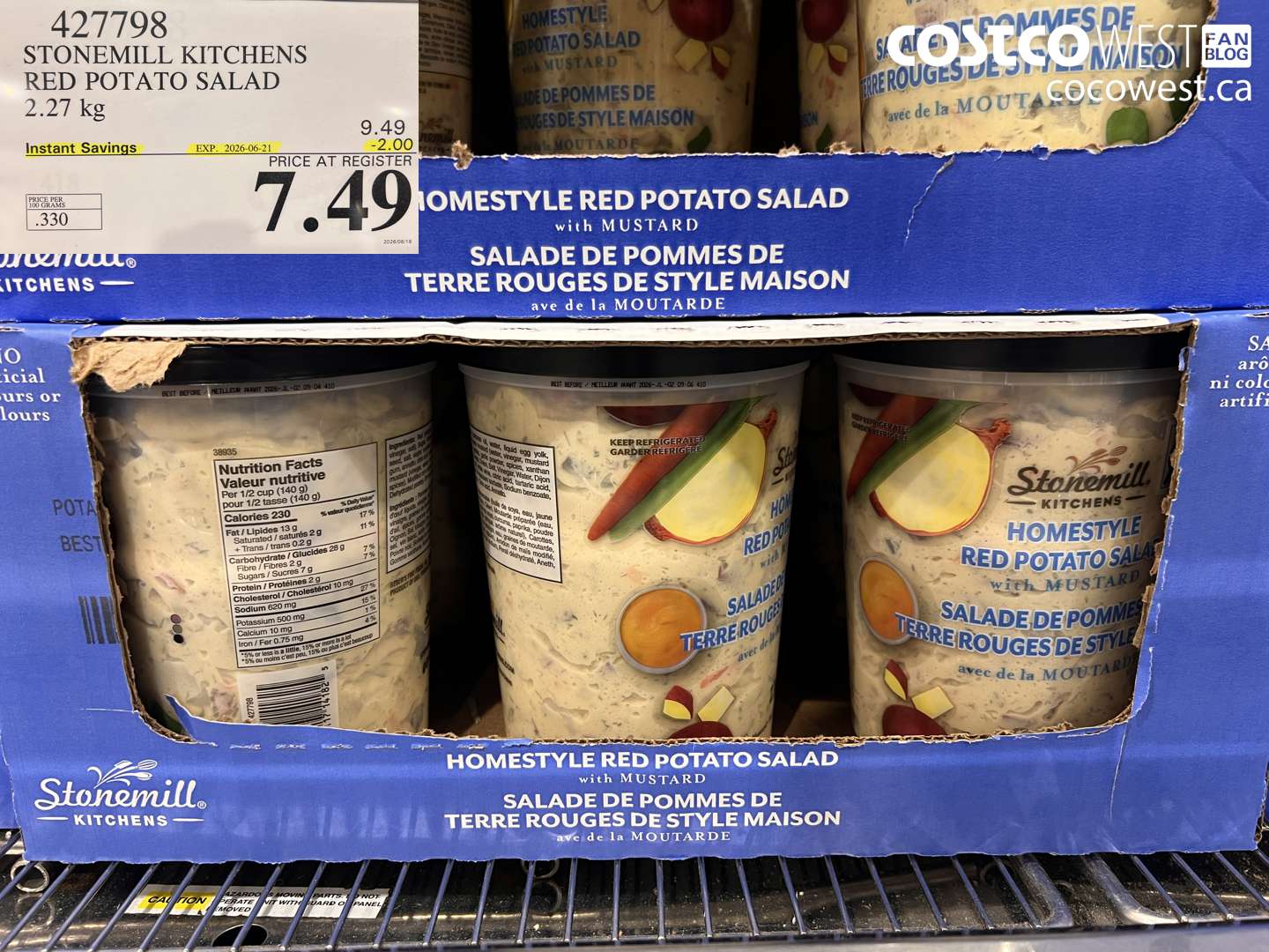 427798 STONEMILL KITCHENS RED POTATO SALAD 2.27 KG ($2.00 INSTANT SAVINGS EXPIRES ON 2026-06-21) $7.49