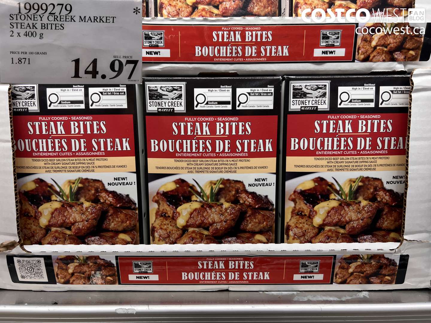 1999279 STONEY CREEK MARKET STEAK BITES 2 X 400 G $14.97