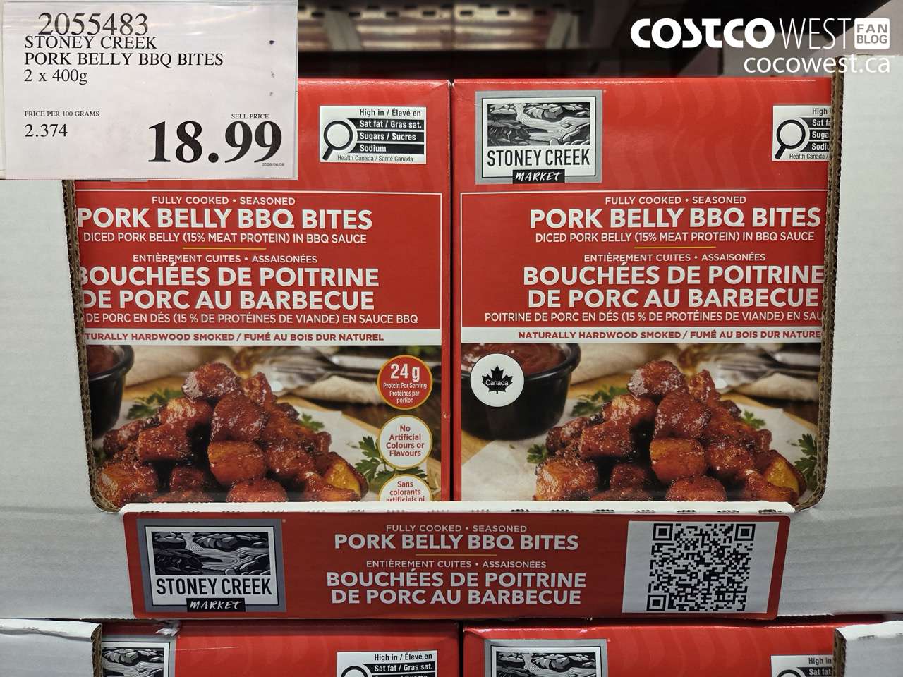 2055483 STONEY CREEK PORK BELLY BBQ BITES 2 X 400G $18.99