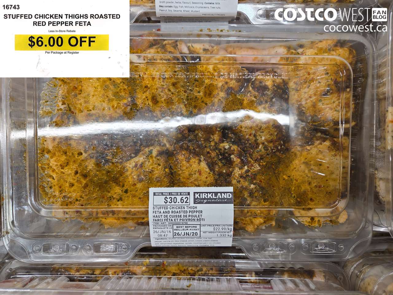16743 STUFFED CHICKEN THIGHS ROASTED RED PEPPER FETA ($6.00 INSTANT SAVINGS)