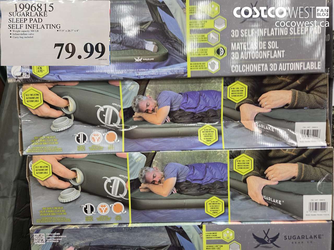 1996815 SUGARLAKE SLEEP PAD SELF INFLATING $79.99
