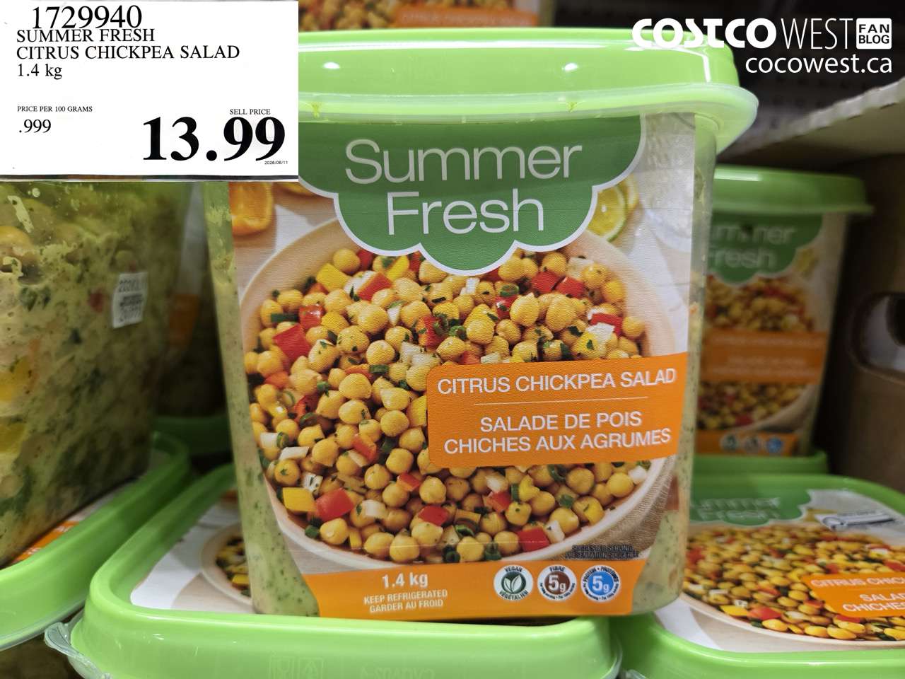 1729940 SUMMER FRESH CITRUS CHICKPEA SALAD 1.4 KG $13.99