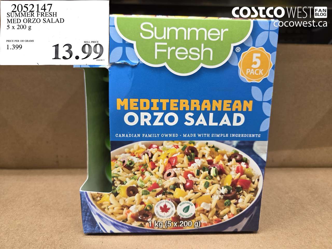 2052147 SUMMER FRESH MED ORZO SALAD 5 X 200 G $13.99