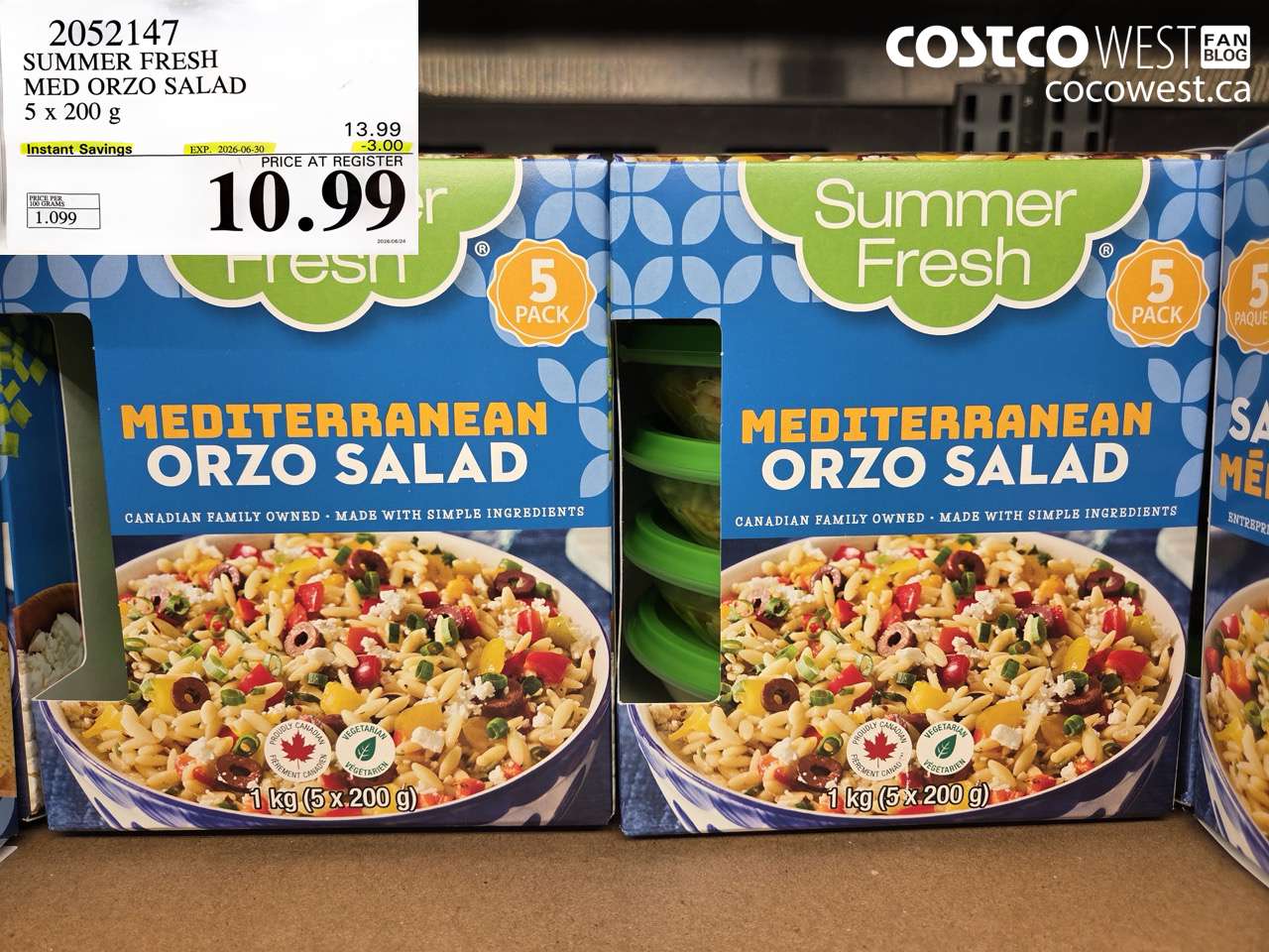 2052147 SUMMER FRESH MED ORZO SALAD 5 X 200 G ($3.00 INSTANT SAVINGS EXPIRES ON 2026-06-30) $10.99