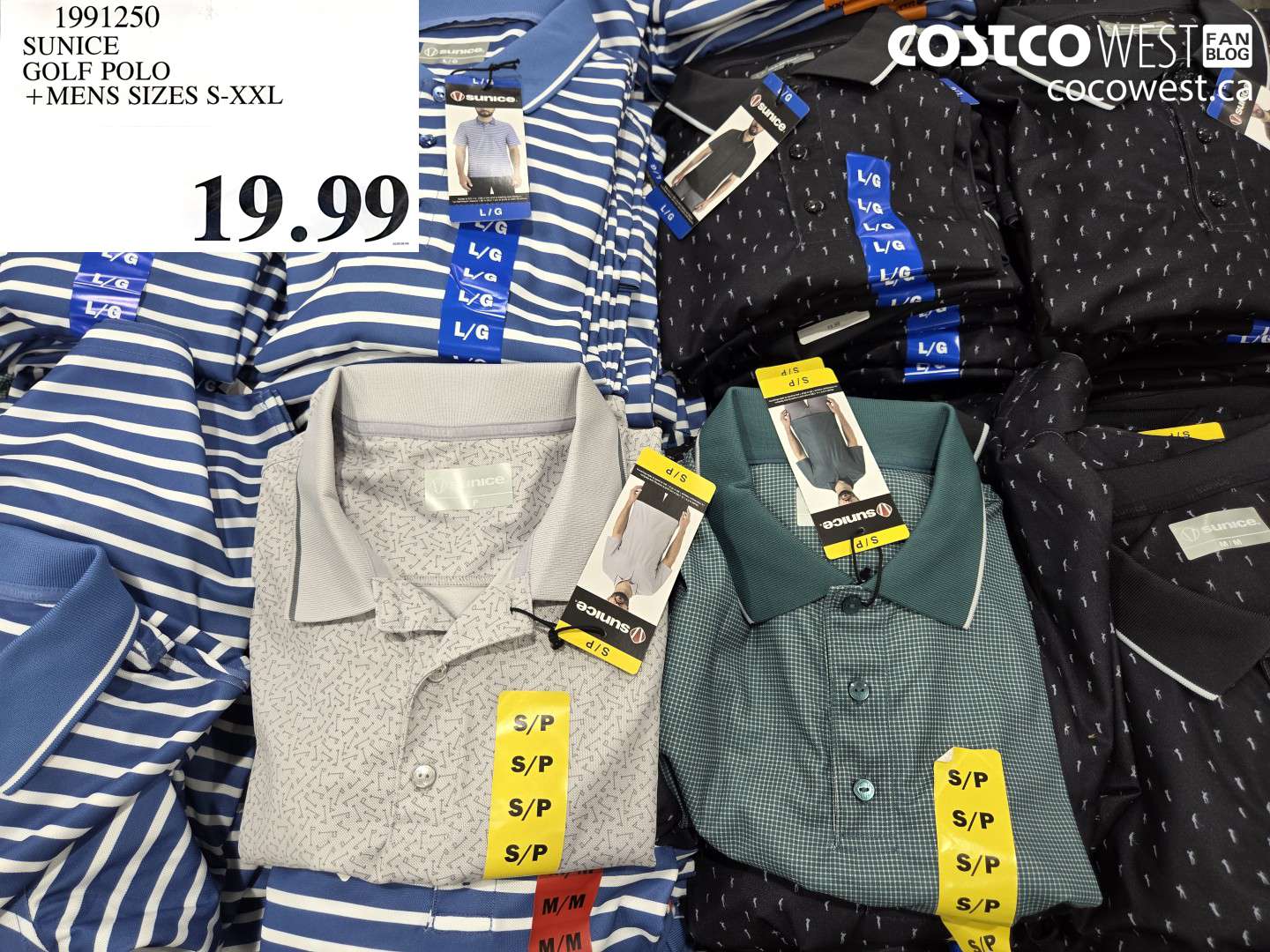 1991250 SUNICE GOLF POLO + MENS SIZES S-XXL $19.99