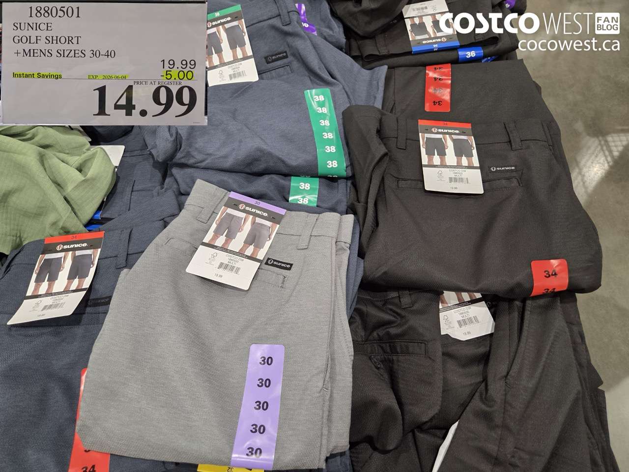 1880501 SUNICE GOLF SHORT + MENS SIZES 30-40 ($5.00 INSTANT SAVINGS EXPIRES ON 2026-06-04) $14.99