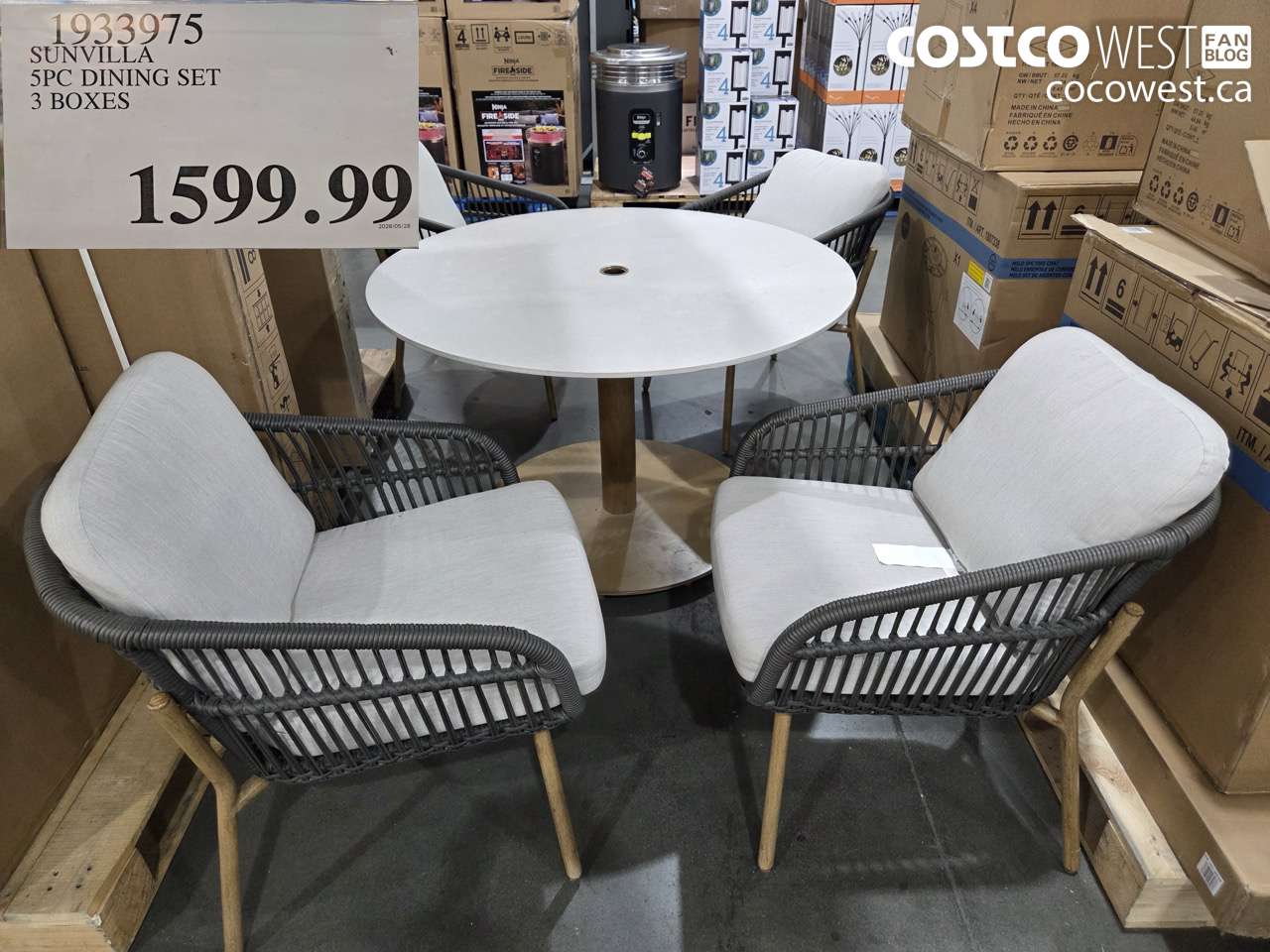 1933975 SUNVILLA 5PC DINING SET 3 BOXES $1599.99