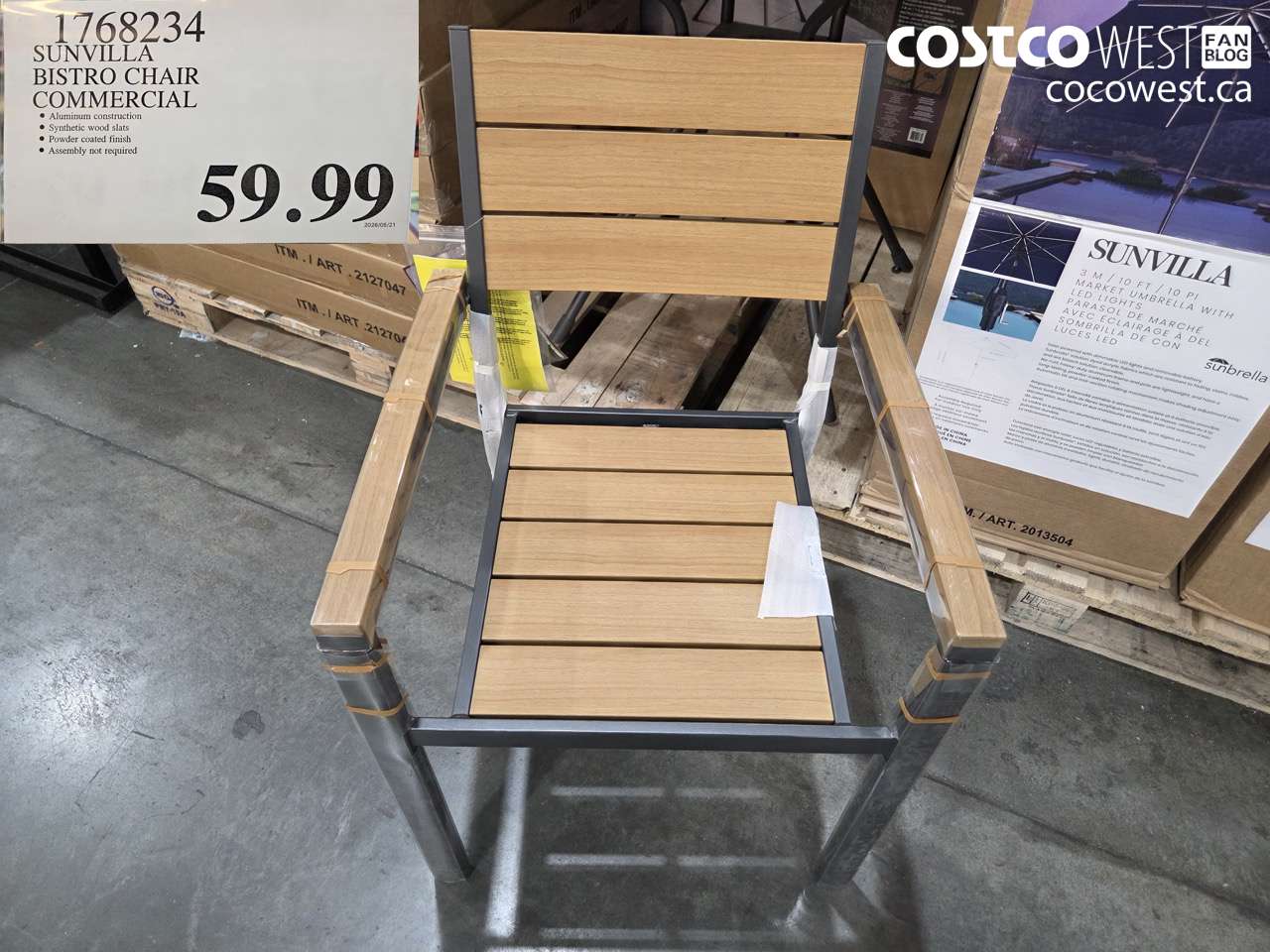 1768234 SUNVILLA BISTRO CHAIR COMMERCIAL $59.99