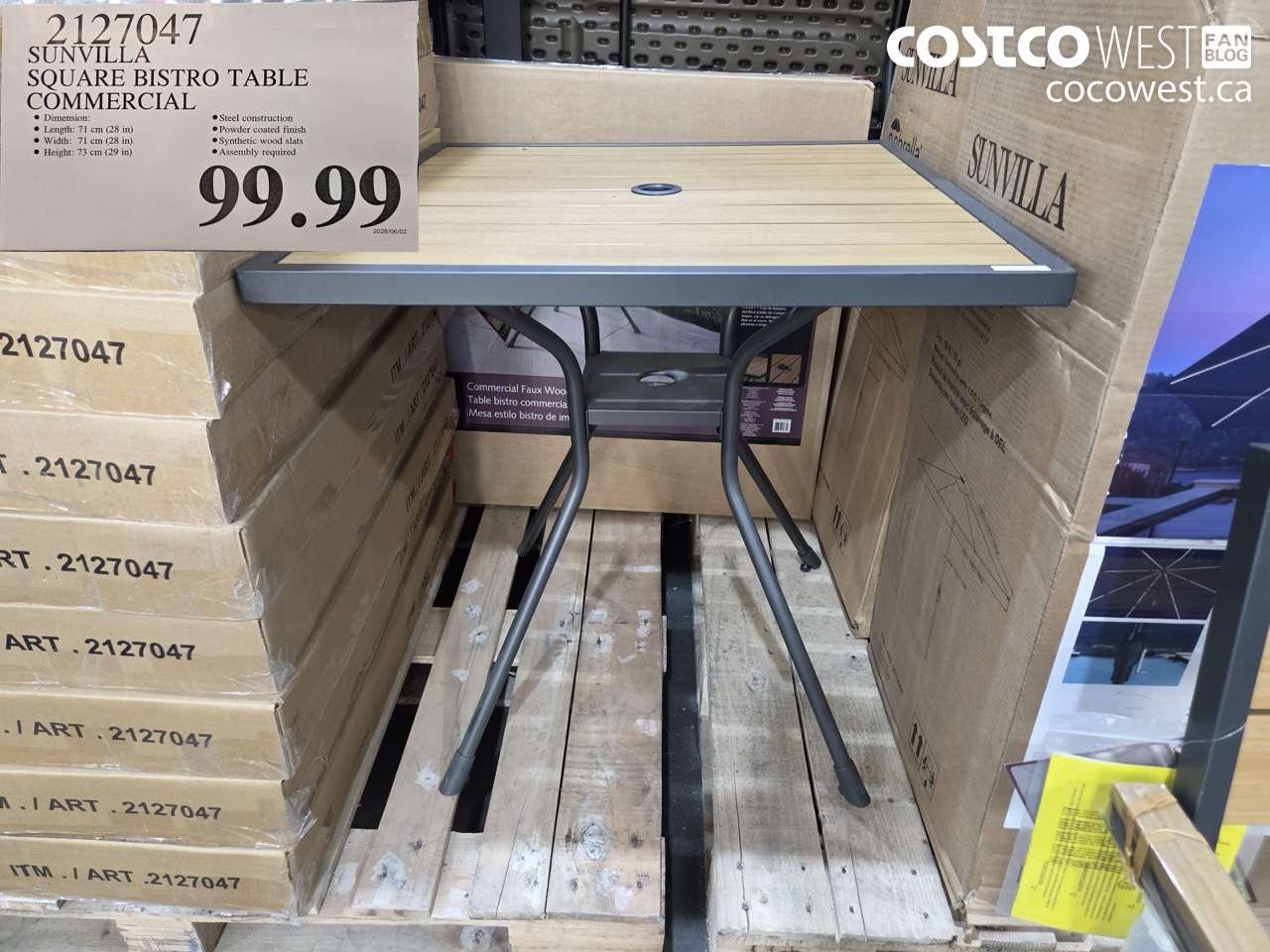 2127047 SUNVILLA SQUARE BISTRO TABLE COMMERCIAL $99.99