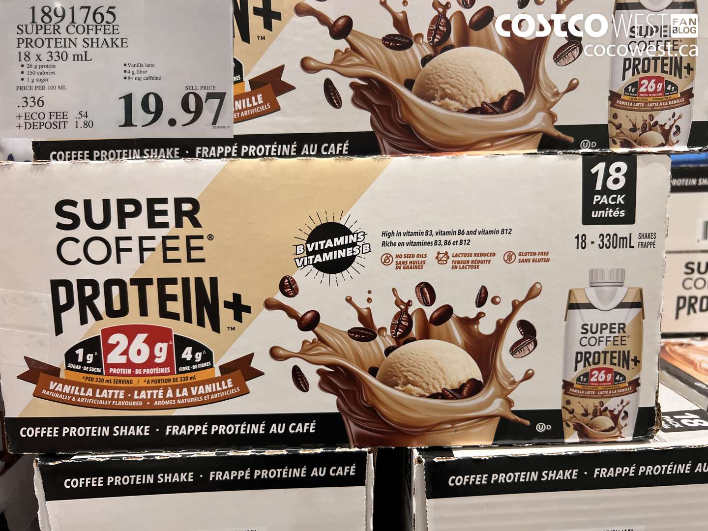 1891765 SUPER COFFEE PROTEIN SHAKE 18 X 330 ML $19.97