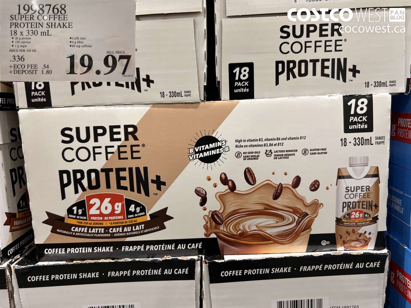1998768 SUPER COFFEE PROTEIN SHAKE 18 X 330 ML $19.97