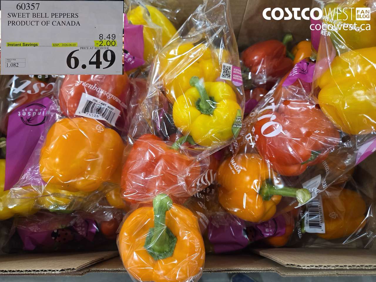 60357 SWEET BELL PEPPERS PRODUCT OF CANADA ($2.00 INSTANT SAVINGS EXPIRES ON 2026-06-03) $6.49
