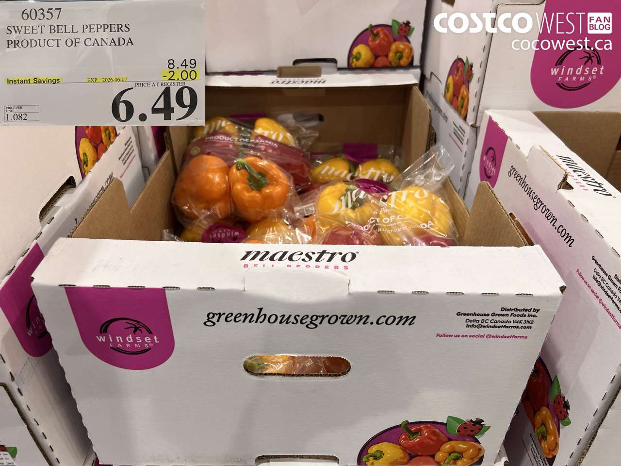 60357 SWEET BELL PEPPERS PRODUCT OF CANADA ($2.00 INSTANT SAVINGS EXPIRES ON 2026-06-07) $6.49