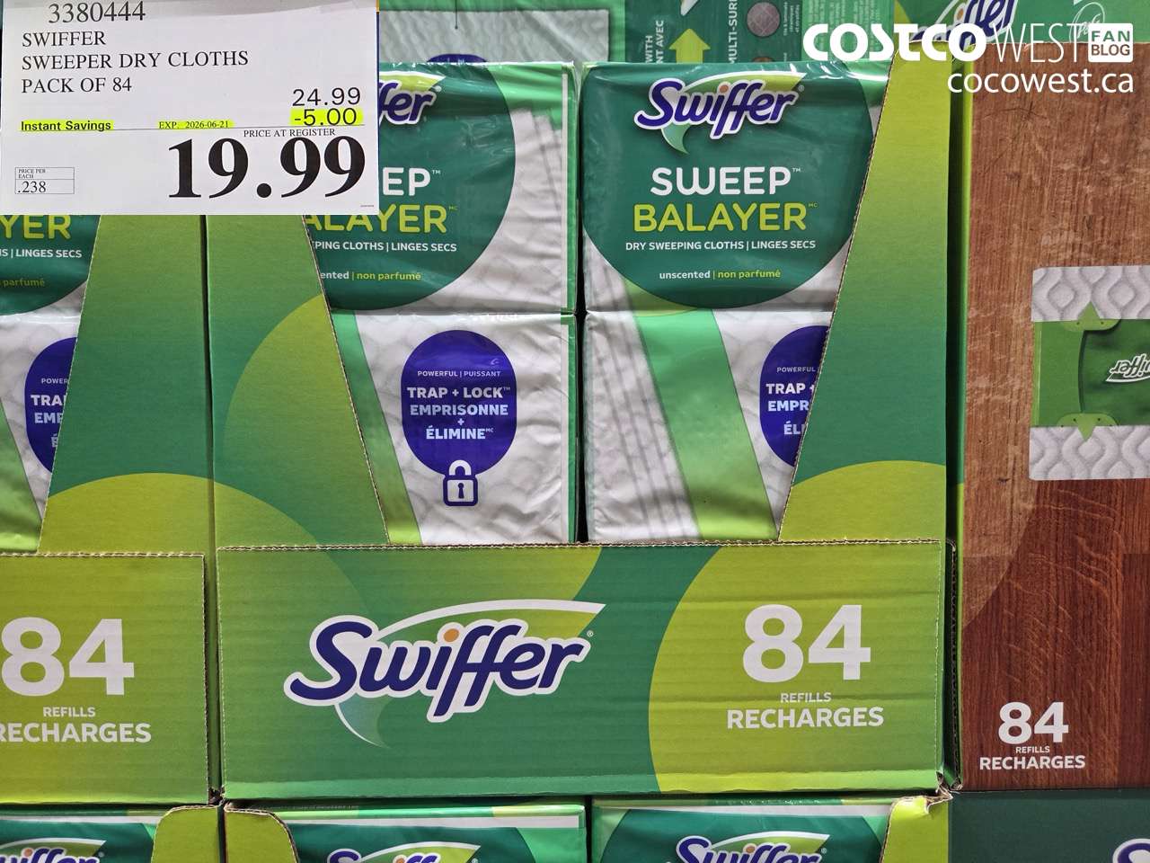 3380444 SWIFFER SWEEPER DRY CLOTHS PACK OF 84 ($5.00 INSTANT SAVINGS EXPIRES ON 2026-06-21) $19.99