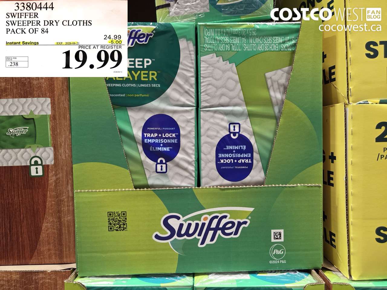 3380444 SWIFFER SWEEPER DRY CLOTHS PACK OF 84 ($5.00 INSTANT SAVINGS EXPIRES ON 2026-06-21) $19.99