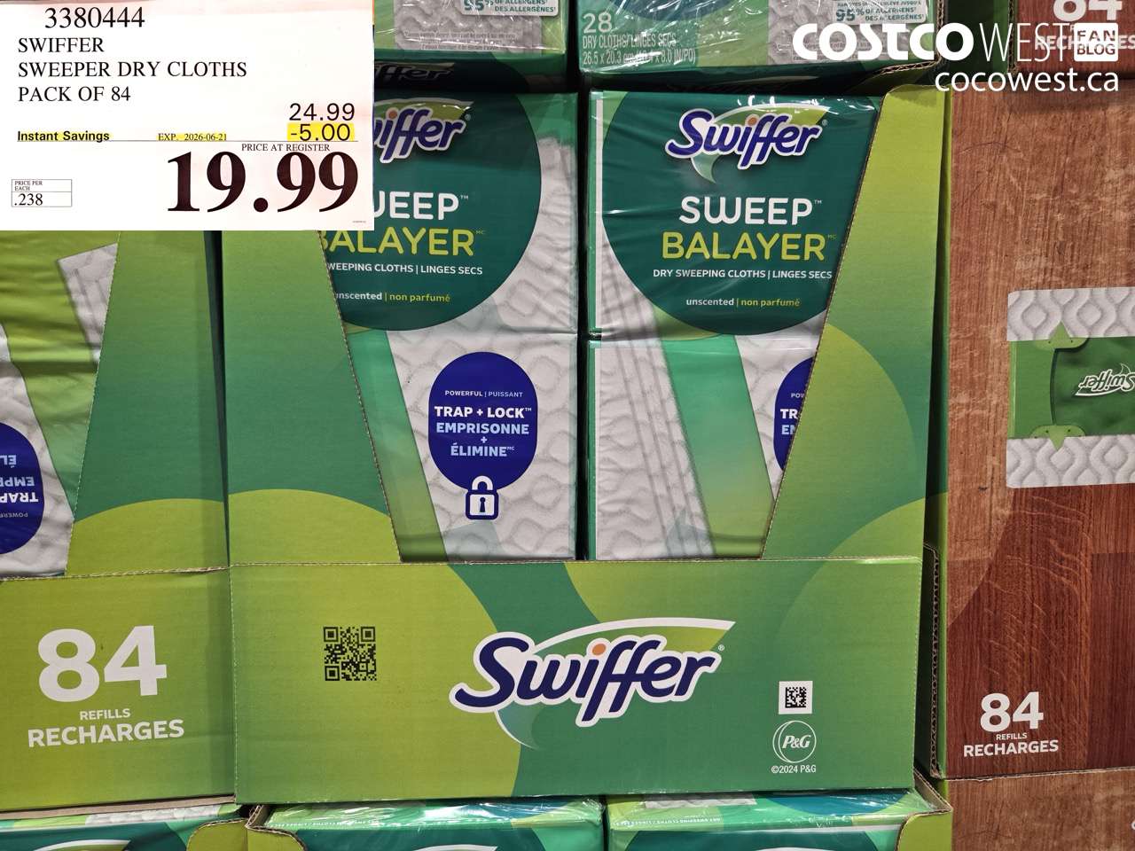 3380444 SWIFFER SWEEPER DRY CLOTHS PACK OF 84 ($5.00 INSTANT SAVINGS EXPIRES ON 2026-06-21) $19.99