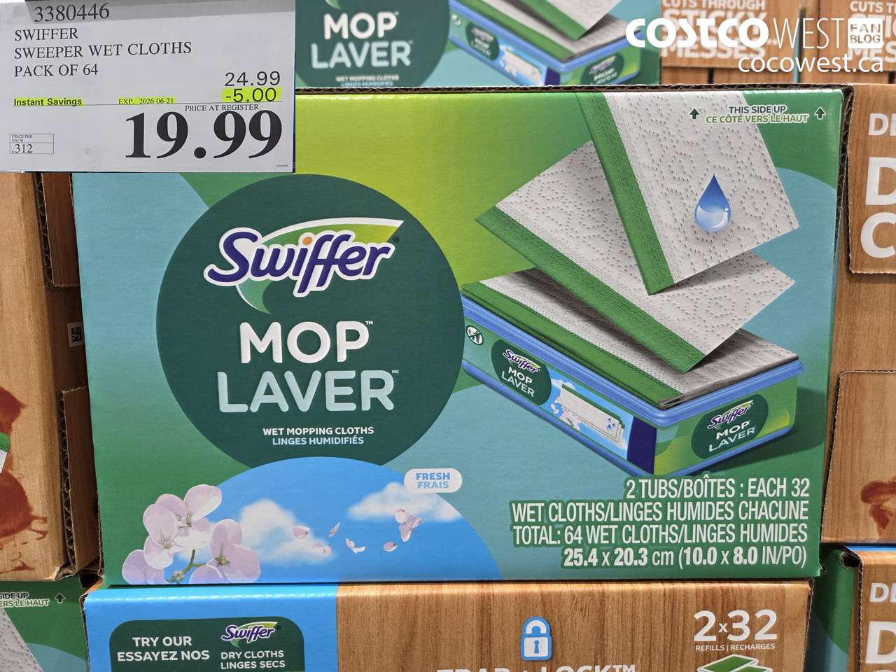 3380446 SWIFFER SWEEPER WET CLOTHS PACK OF 64 ($5.00 INSTANT SAVINGS EXPIRES ON 2026-06-21) $19.99
